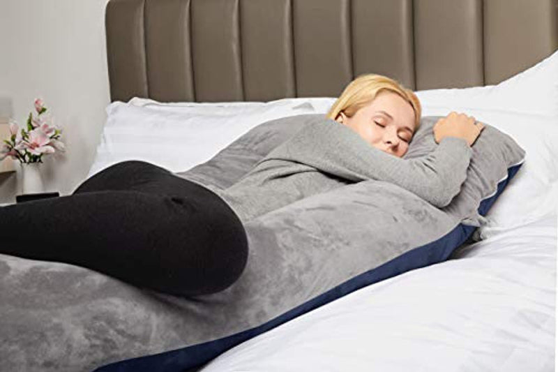 QUEEN ROSE Unique Full Body Pregnancy Pillow with Total Body Support,Removable Cover,Blue and Gray by Unknown