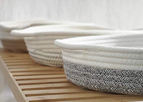 Goodpick 2pack Cotton Rope Basket - Woven Storage Basket - 9.8" x 8.7" x 2.8" Small Rope Baskets for Kids Home Decor Toy Basket Organizer - Desk Basket Containers for Jewellery, Keys - Hemp Rope Bowl