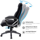 VANBOW Leather Memory Foam Office Chair - Adjustable Lumbar Support Knob and Tilt Angle High Back Executive Computer Desk Chair, Thick Padding for Comfort Ergonomic Design for Lumbar Support, Black