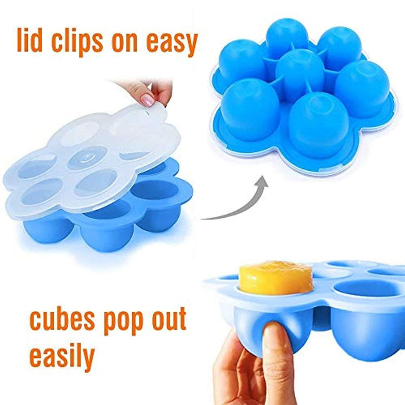 Silicone Egg Bites Molds for Instant Pot Accessories Fit for Instant Pot 5/6/8 qt and Pressure Cooker FDA Approved Baby Food Storage Container Tray with Lid