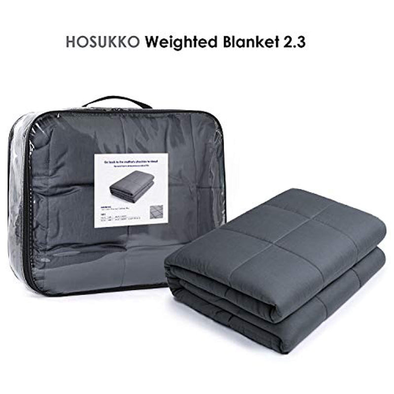 HOSUKKO Weighted Blanket Adult 60''x80'', 20lbs for 170-230lb Individual, Queen Sized Bed Weighted 2.0 Heavy Blanket 100% New Cotton with Glass Beads Grey for Adults, Youths