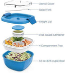 Bentgo Salad BPA-Free Lunch Container with Large 54-oz Salad Bowl, 3-Compartment Bento-Style Tray for Salad Toppings and Snacks, 3-oz Sauce Container for Dressings, and Built-In Reusable Fork (Purple)