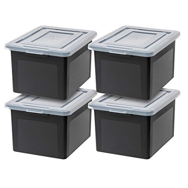 IRIS USA R-FB-21E Letter and Legal Size File Box, Black, 4 Pack