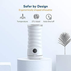Milk Frother Miroco Electric Milk Steamer Automatic Soft Foam Maker Cold Hot Milk Warmer Silent Operation for Cappuccino, Latte, Coffee White