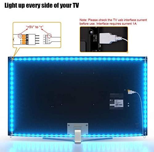 PANGTON VILLA Led Strip Lights, 14.3ft for 65-75in TV, USB LED TV Backlight Kit with Remote - 16 Color Changing 5050 LEDs Bias Lighting for HDTV (Renewed)
