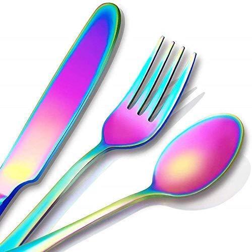 KaryHome 24 Piece Silverware Teivio  Set, Flatware Utensils Set Mirror Polished, Dishwasher Safe Service for 4, Include Knife/Fork/Spoon/Steak Knife/Wire Mesh Steel Cutlery Holder Storage Trays (Silver)