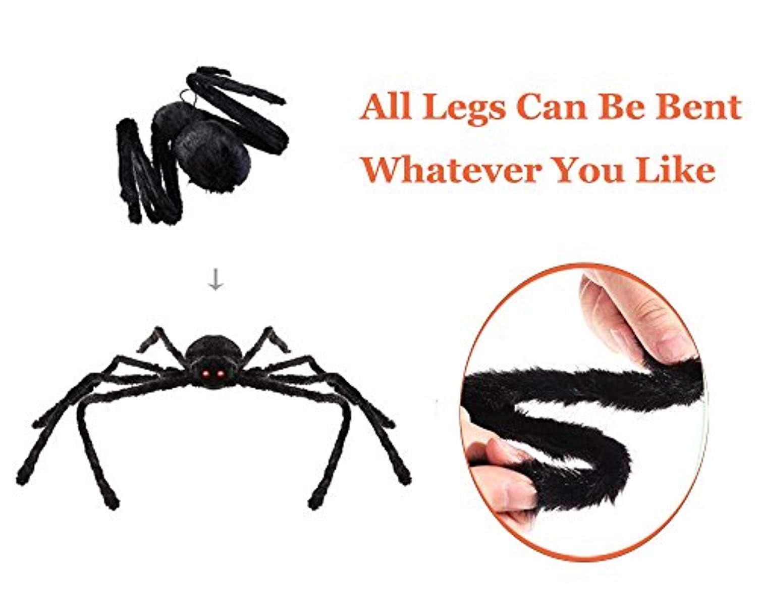 COOLJOY Giant Halloween Spider 1PCS 5FT(60 INCH) Halloween Decorations Virtual Realistic Hairy Spider Halloween Outdoor Decoration