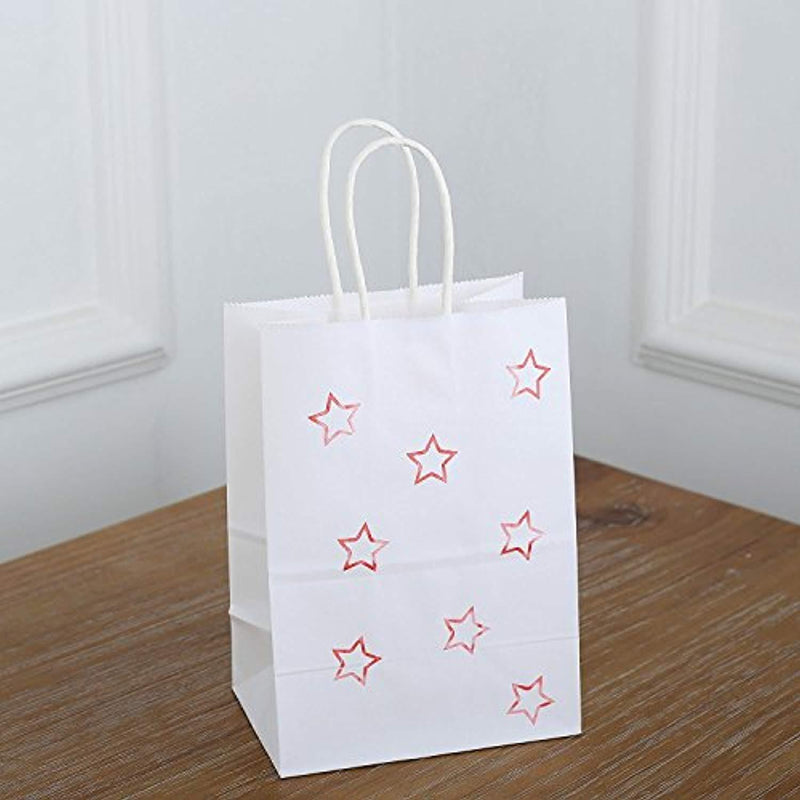 BagDream Small Kraft Paper Bags 50Pcs 5.25"x3.75"x8", Party Bags, Shopping Bag, Kraft Bags, White Bags with Handles