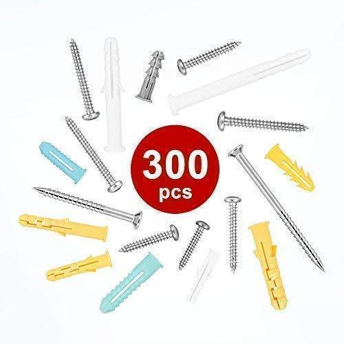 Plastic Drywall Wall Anchors Screw Assortment Kit 300 Pieces