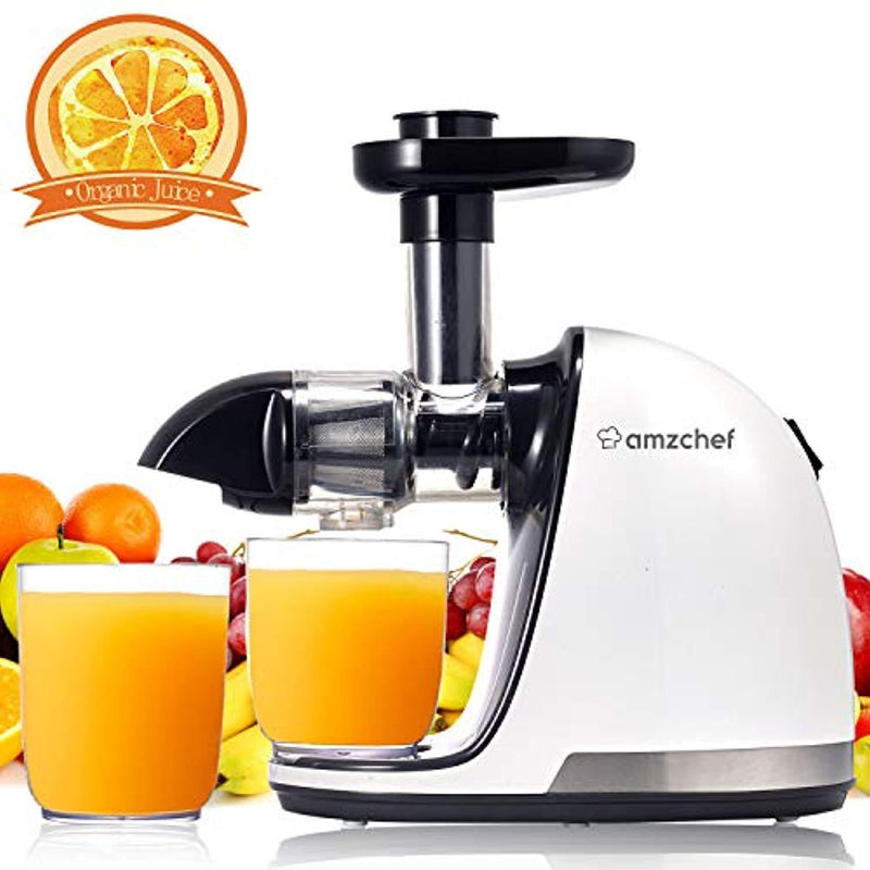 AMZCHEF Juicer, Slow Juicer Extractor Professional Machine with Quiet Motor/Reverse Function/Easy to Clean with Brush for Fruit & Vegetable Juice