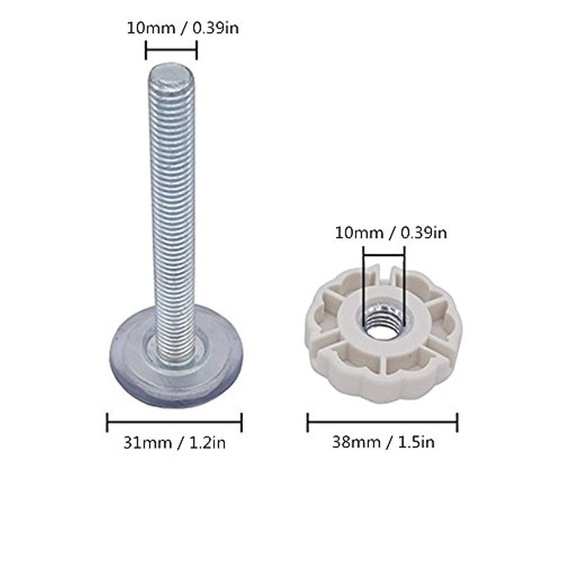 4 Pack 10MM Threaded Spindle Rods for Pressure Mounted Baby Gate Pet Gate, Pressure Mount Bolts Screws Rods Hardware for Walk Through Baby Gate Pet Gate