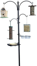 Deluxe Premium Bird Feeding Station, 22" Wide x 91" Tall with 5 Prong Base, Top Hook, Two Small Arms and Water Dish by AshmanOnline