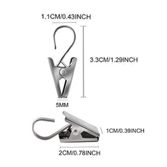 Teenitor 50 PCS Stainless Steel Curtain Clips with Hook for Curtain, Photos, Home Decoration Outdoor Party Wire Holder