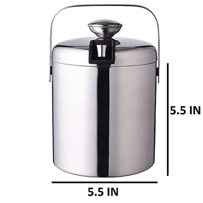 GSCW Small Ice Bucket with Tongs- Best Double Wall Insulated Stainless Steel Miniature Bar Accessory Gift Set