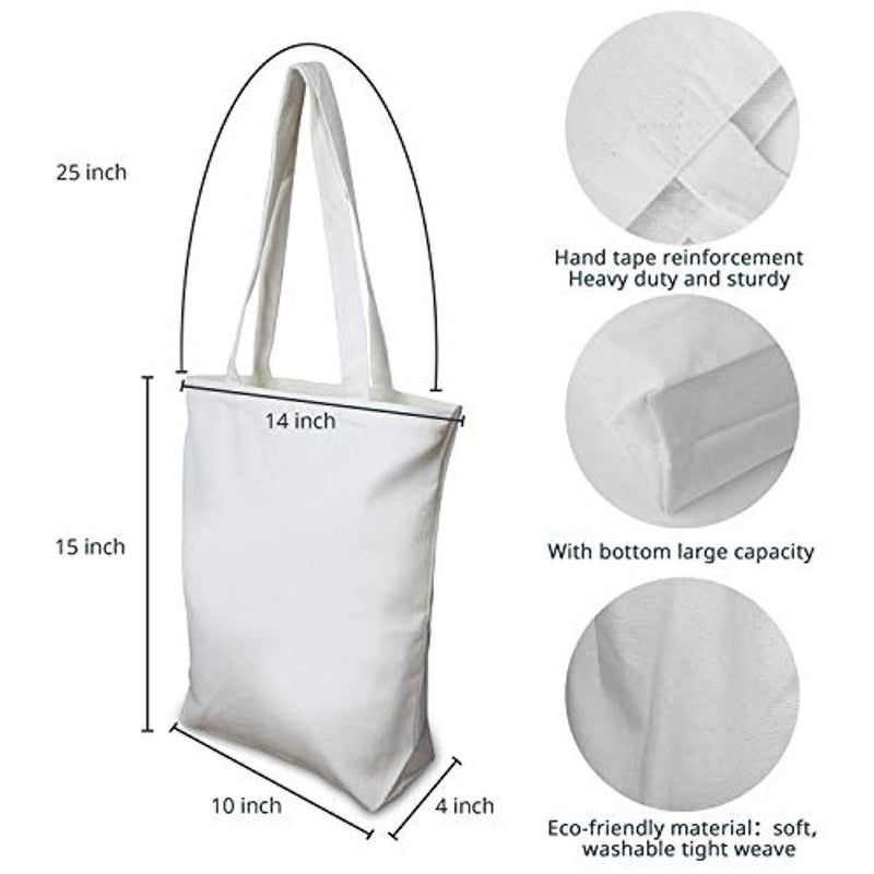 Insternet 6 pack canvas tote bag reusable canvas bag bulk for crafting, decorating, plain, grocery,shopping (white)