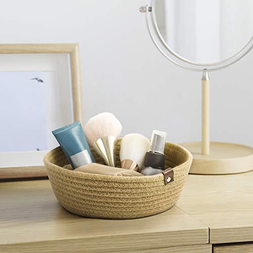 Goodpick 3pack Small Basket - Woven Jute Storage Basket for Kitchen Corner Basket for Snack Storage Cute Basket for CosmetiHome Storage Baskets for Shelves Gift Baskets, Hemp