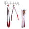 Cooking Tongs, Wik Suang Heat Resistant Kitchen Tongs, Stainless Steel With Silicone Heads, Non Stick Locking Tongs, Good Grips Barbecue Tongs (Red)