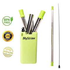 he Original MyStraw Folding Drinking Stainless Steel Metal Straw | Collapsible Reusable-Medical Food Grade | Portable with Case Keychain Cleaning Brush | Wide Mouth (Black Sand)
