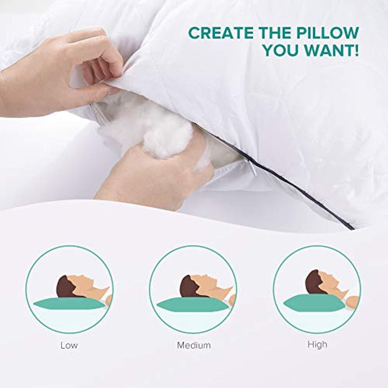 Wave Medical Products Sable Pillows for Sleeping, Registered FDA Goose Down Alternative Bed Pillow 2 Pack, Super Soft Plush Fiber Fill, Adjustable Loft, Relief Neck Pain, Side Sleeper, Hypoallergenic, Queen Size