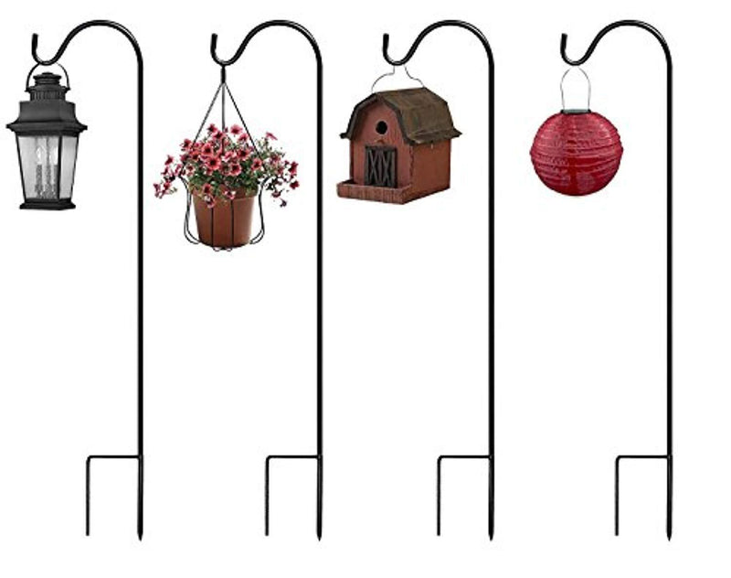 Sorbus® Shepherd's Hooks - Set of 4 Extendable Garden Planter Stakes for Bird Feeders, Outdoor Décor, Plants, Lights, Lanterns, Flower Baskets, and More! Heavy Duty (4 Pack)