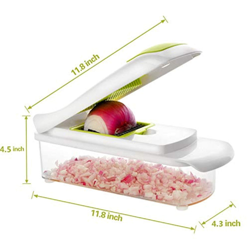 Kitchen Food Chopper Slicer Dicer Cutter: Vegetable Greater and Onion Chopper with 8 Stainless Steel Blades, 30% Heavier Duty Multi and Cheese Cutter – Food Dicer with Storage Container