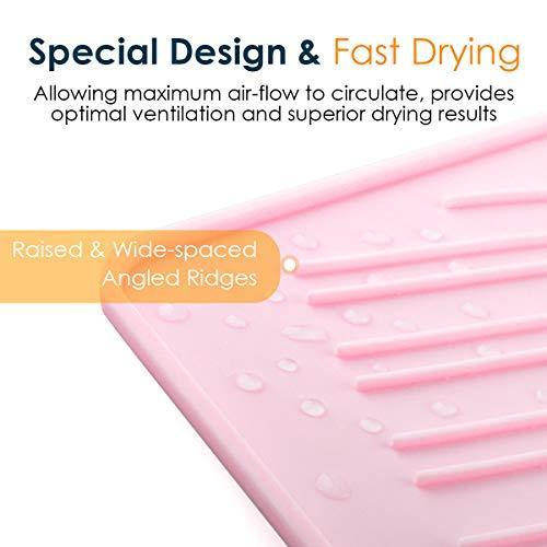 HIRALIY Silicone Dish Drying Mat, Easy Clean Dishwasher Safe Heat Resistant Countertop Protection Eco-Friendly Trivet Multifunctional Kitchen Heat Proof Mat - Blue
