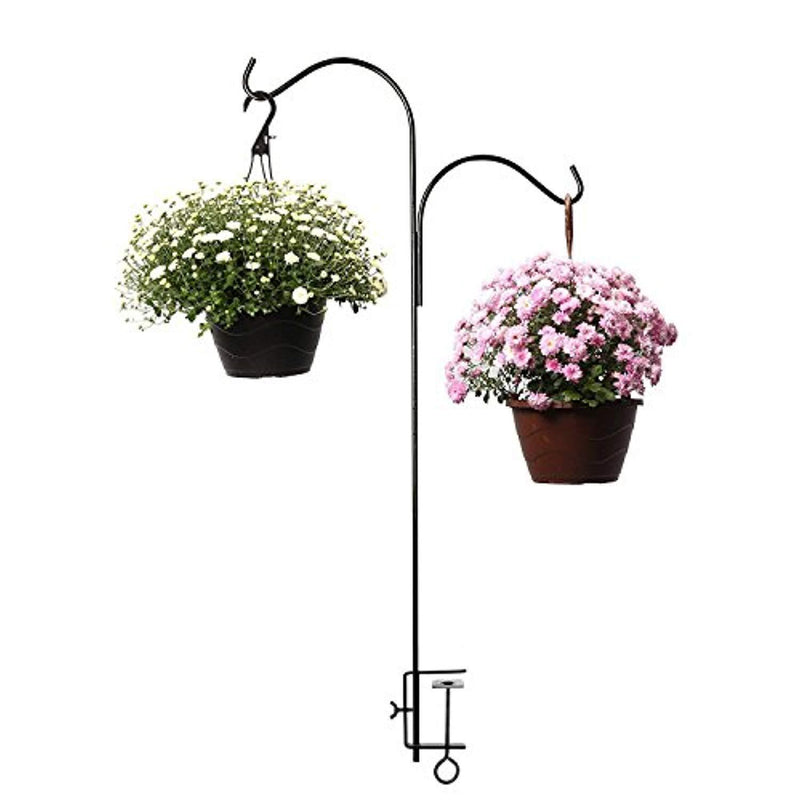 Ashman Double Span Black Deck Hook, Made of Premium Metal, Super Strong with 46-Inch Length and ideal for Bird Feeders, Plant Hangers, Coconut Shell Hanging Baskets, Lanterns and Wind Chimes and more!