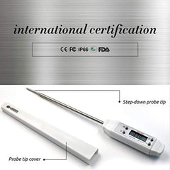 Cooking Food Thermometer Digital Instant Read Meat Thermometer Grill Thermometer BBQ Thermometer High Accuracy Kitchen Thermometer for Oil Water Milk Tea Beer (White)