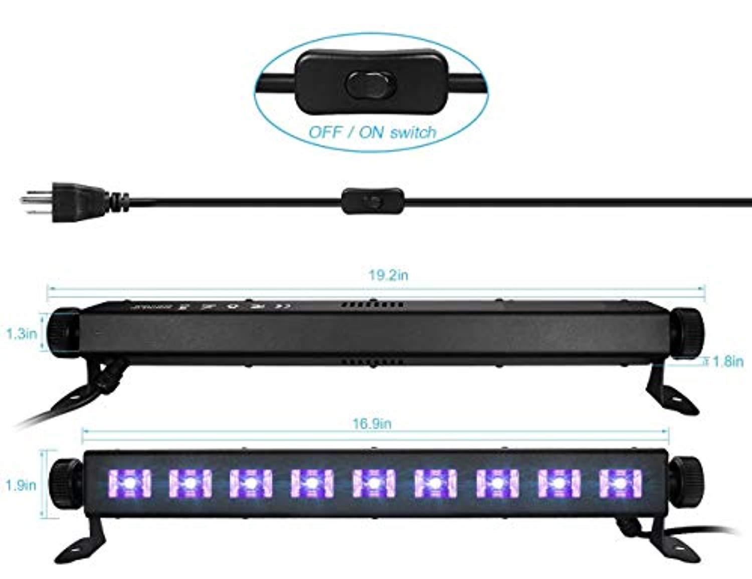 9 LED Black Light, Gohyo 27W LED UV Bar Glow in the Dark Party Supplies for Christmas Blacklight Party Birthday Wedding Stage Lighting, Material Metal Iron