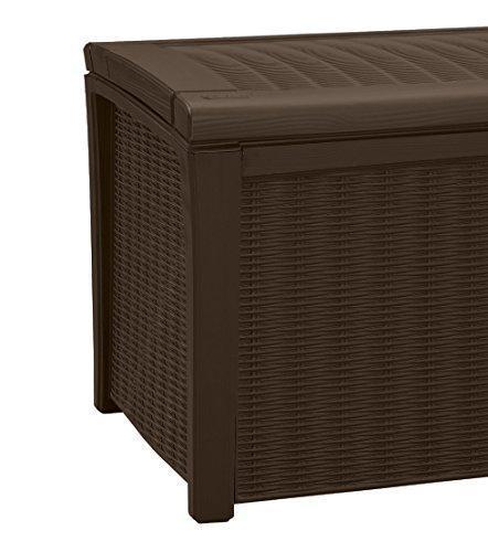 Keter 211359 Borneo 110 Gal. Plastic Outdoor Patio Storage Container Deck Box & Gar, Brown