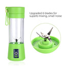 Portable Personal Blender, Household Juicer fruit shake Mixer -Six Blades, 380ml Baby cooking machine with USB Charger Cable (Green)