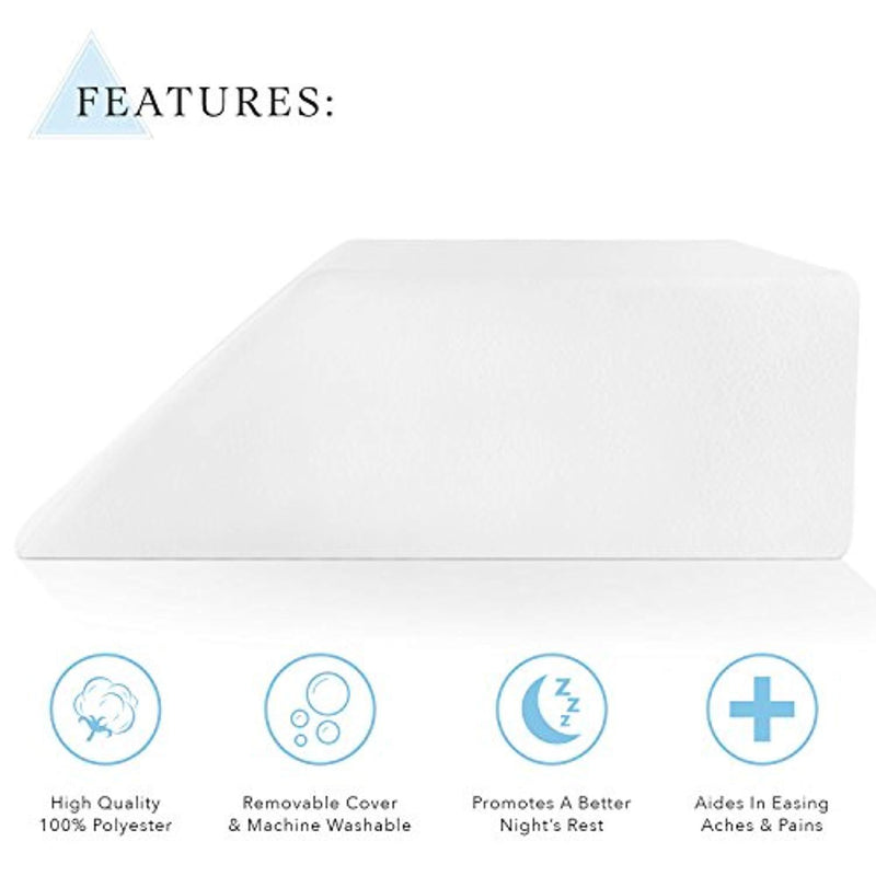 Restorology Elevating Memory Foam Leg Rest Pillow - Best Wedge Pillow - Reduces Back Pain & Improves Circulation - Includes Removable Cover