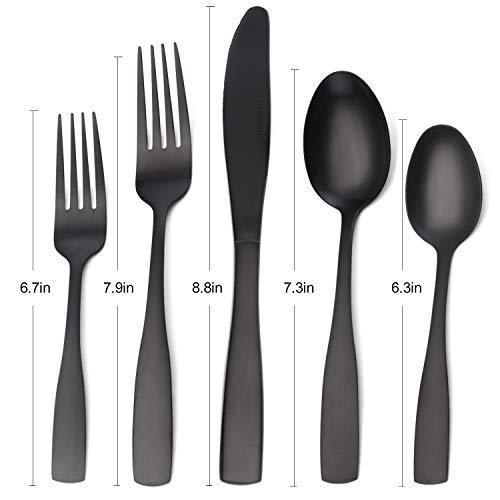 Matte Black Silverware Set, Satin Finish 20-Piece Stainless Steel Flatware set, Tableware Cutlery Set Service for 4,Utensils for Kitchens, Dishwasher Safe