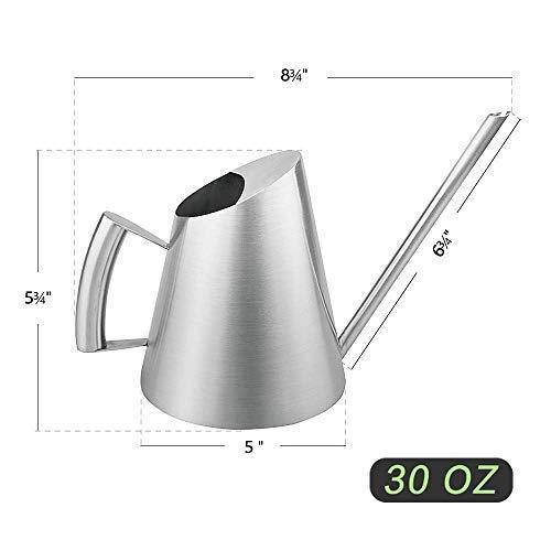 Cesun Metal Watering Can Solid Stainless Steel Pot with Long Spout Small Size for Bonsai Indoors and Outdoors (30 Fl Oz)