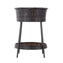 Outsunny Outdoor Patio Rattan Wicker Ice Bucket Cooler with Lid