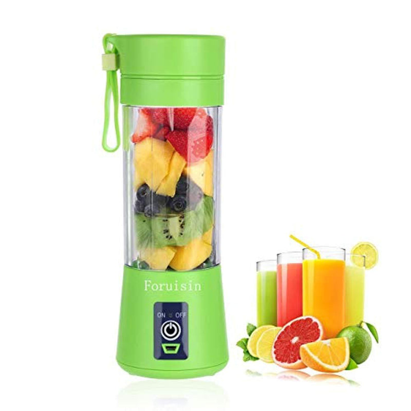 Portable Personal Blender, Household Juicer fruit shake Mixer -Six Blades, 380ml Baby cooking machine with USB Charger Cable (Green)