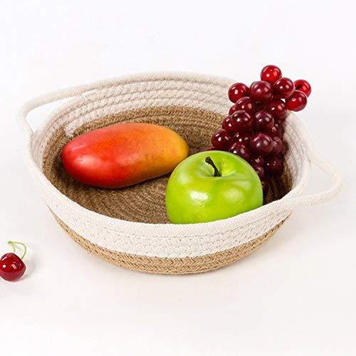 Goodpick 2pack Cotton Rope Basket - Woven Storage Basket - 9.8" x 8.7" x 2.8" Small Rope Baskets for Kids Home Decor Toy Basket Organizer - Desk Basket Containers for Jewellery, Keys - Hemp Rope Bowl