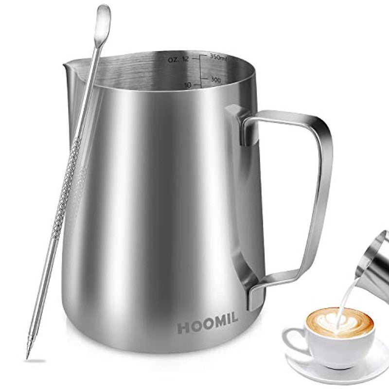 Milk Frothing Pitcher 350ml/600ml/900ml (12oz/20oz/31oz) Steaming Pitchers Stainless Steel Milk/Coffee/Cappuccino/Latte Art Barista Steam Pitchers Milk Jug Cup with Decorating Art Pen, Latte Arts