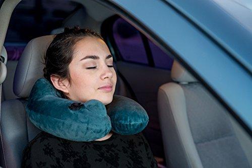 AirComfy Inflatable Neck Travel Pillow - Luxuriously Soft Washable Cover and Compact Packsack with Travel Clip - for Lightweight Support in Airplane, Car, Train, Bus and Home - Gray