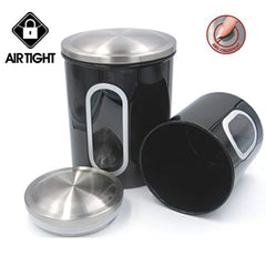 Kitchen Food Storage Canister Set - For Ideahome Stainless Steel Organization Canisters Set of 3 Containers, with Airtight Lid, Great for Home Kitchen Counter Storage and Decor