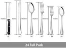 KaryHome 24 Piece Silverware Teivio  Set, Flatware Utensils Set Mirror Polished, Dishwasher Safe Service for 4, Include Knife/Fork/Spoon/Steak Knife/Wire Mesh Steel Cutlery Holder Storage Trays (Silver)