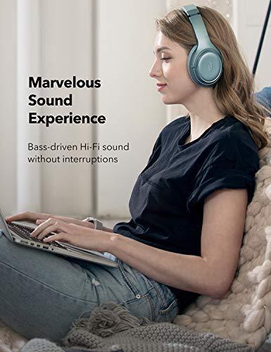 TaoTronics Active Noise Cancelling Headphones [2019 Upgrade] Bluetooth Headphones Soundsurge 60 Over Ear Headphones Sound Deep Bass, Quick Charge, 30 Hours Playtime for Travel Work TV PC Cellphone