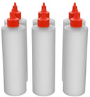 6-pack Plastic Squeeze Condiment Bottles 16-Ounce With Red Twist-Cap Set of 6 16-oz (Perfect For Syrup, Sauce, Ketchup, BBQ, Condiments, Dressing, Arts and Craft, Workshop, Storage, and More)