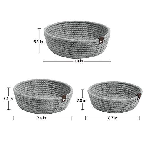 Goodpick 3pack Small Basket - Woven Jute Storage Basket for Kitchen Corner Basket for Snack Storage Cute Basket for CosmetiHome Storage Baskets for Shelves Gift Baskets, Hemp