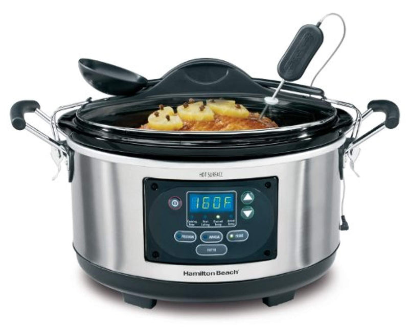 Hamilton Beach (33967A) Slow Cooker With Temperature Probe, 6 Quart, Programmable, Stainless Steel