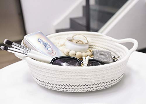 Goodpick 2pack Cotton Rope Basket - Woven Storage Basket - 9.8" x 8.7" x 2.8" Small Rope Baskets for Kids Home Decor Toy Basket Organizer - Desk Basket Containers for Jewellery, Keys - Hemp Rope Bowl