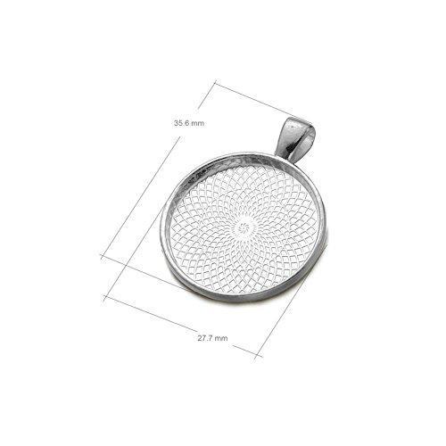 Miraclekoo 20 Set Silver Plated Round Bezel Pendant Trays with Glass Dome Tiles Cabochon 25 mm Blanks Cameo Bezel Cabochon Settings