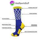 MadSportsStuff Elite Basketball Socks with Net Crew Length - Made in The USA