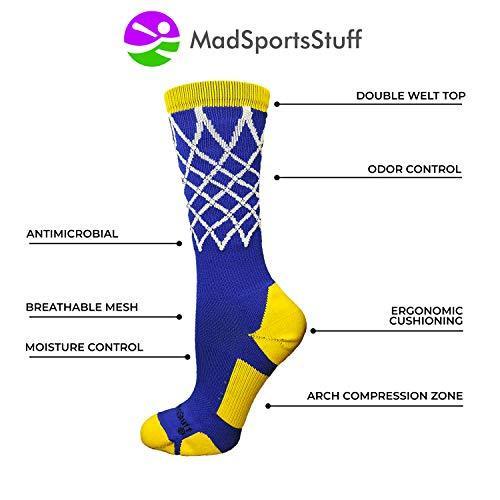 MadSportsStuff Elite Basketball Socks with Net Crew Length - Made in The USA