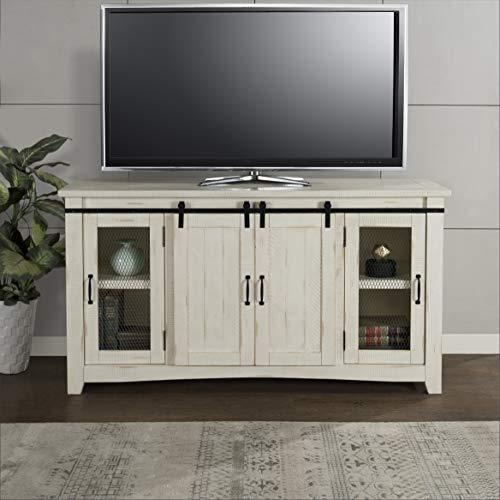 Martin Svensson Home Taos 65" TV Stand, Antique White & Aged Distressed Pine, Antique White and Aged Distressed Pine